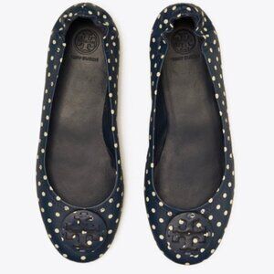 New TORY BURCH MINNIE TRAVEL BALLET WITH LEATHER LOGO